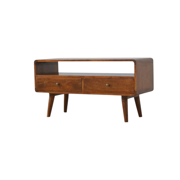 Curved Chestnut Media Unit