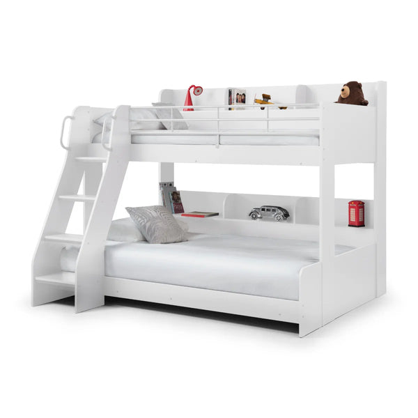 Domino Triple Sleeper Bunk Bed with Single Over Small Double – White or Light Grey