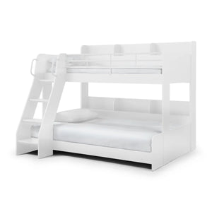 Domino Triple Sleeper Bunk Bed with Single Over Small Double – White or Light Grey