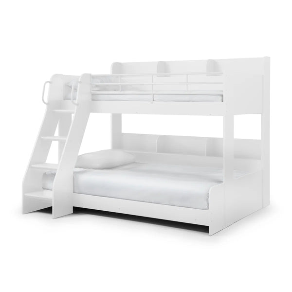 Domino Triple Sleeper Bunk Bed with Single Over Small Double – White or Light Grey