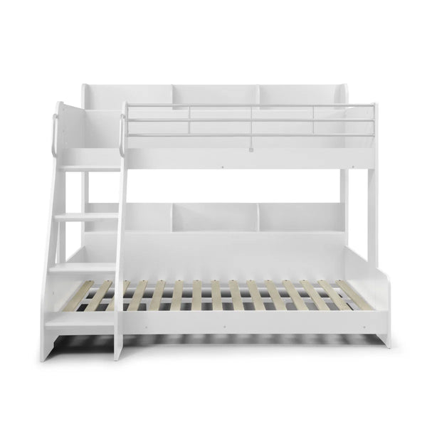 Domino Triple Sleeper Bunk Bed with Single Over Small Double – White or Light Grey