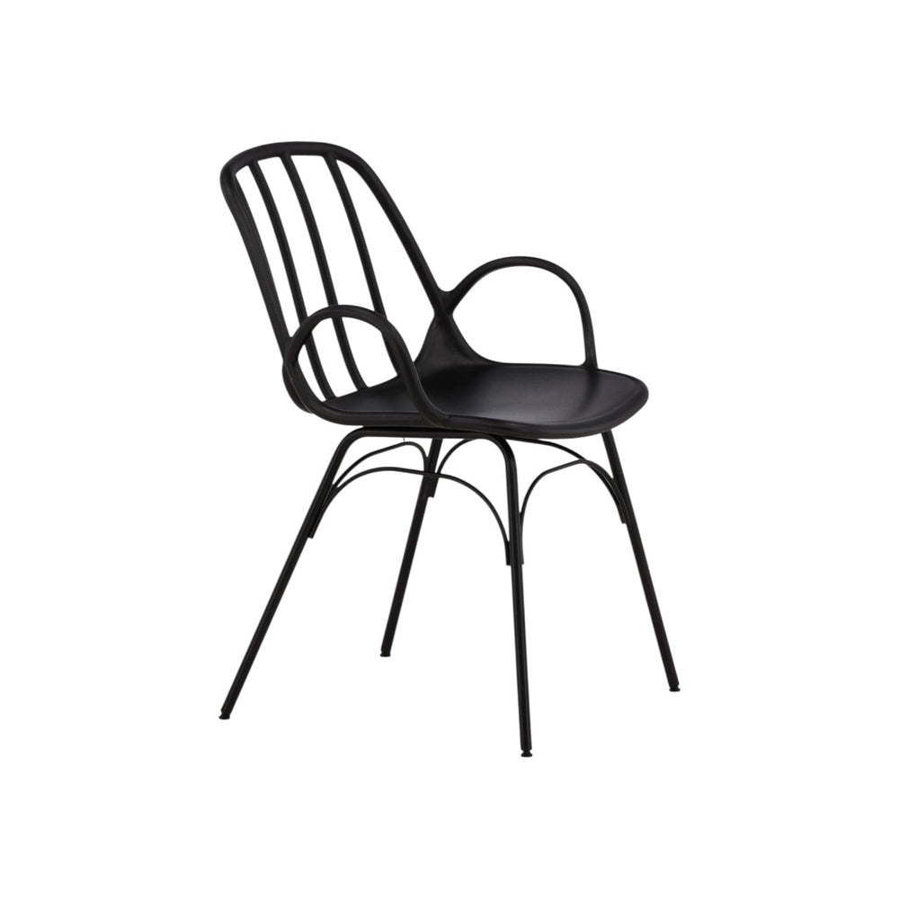 Dyrön Dining Chair Set of 2, Black – Modern Plastic Chairs with Steel Legs