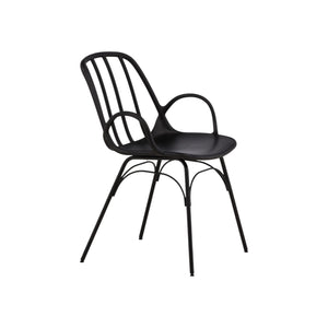 Dyrön Dining Chair Set of 2, Black – Modern Plastic Chairs with Steel Legs