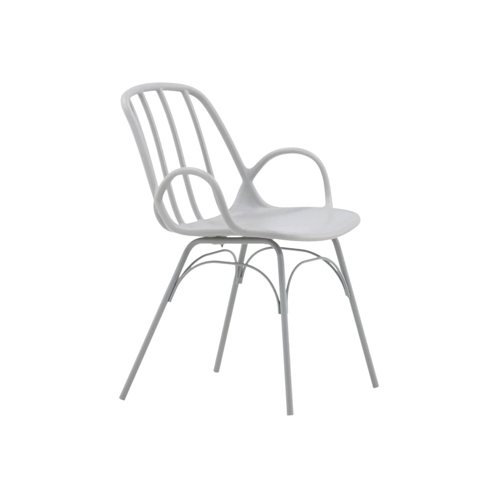 Dyrön Dining Chair Set of 2, Light Grey | Modern Plastic Chairs with Steel Legs