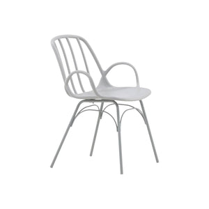 Dyrön Dining Chair Set of 2, Light Grey | Modern Plastic Chairs with Steel Legs