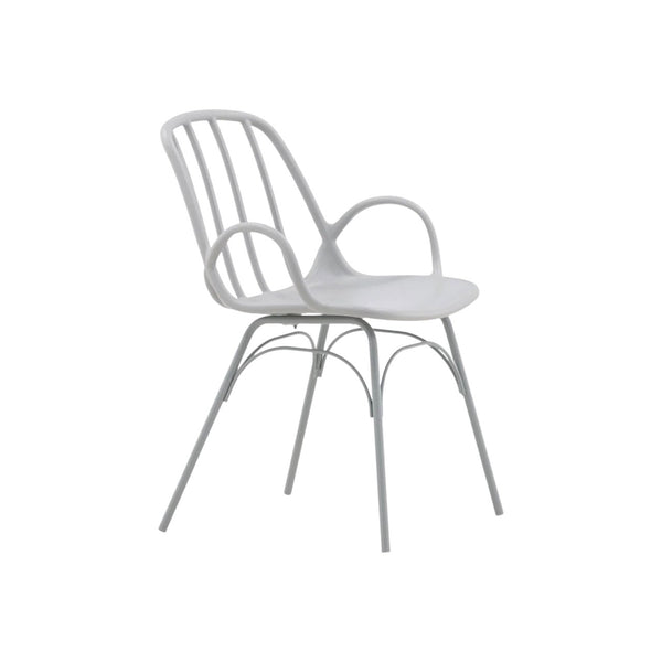 Dyrön Dining Chair Set of 2, Light Grey | Modern Plastic Chairs with Steel Legs