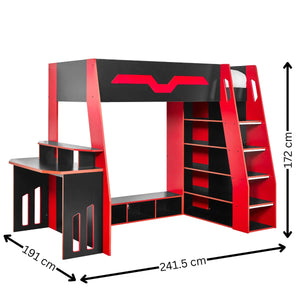 Safari Wooden Children's Bunk Bed with Safari Animal Design & Safety Ladder