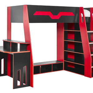 Safari Wooden Children's Bunk Bed with Safari Animal Design & Safety Ladder