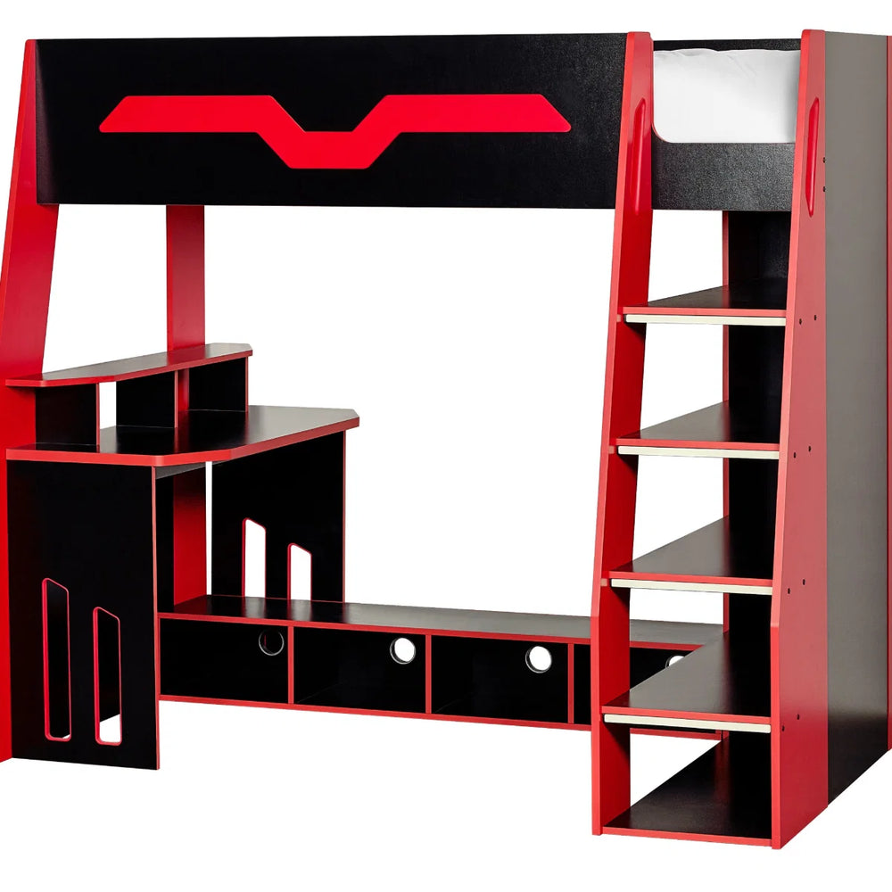 Safari Wooden Children's Bunk Bed with Safari Animal Design & Safety Ladder