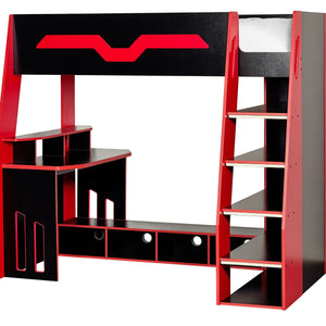 Safari Wooden Children's Bunk Bed with Safari Animal Design & Safety Ladder
