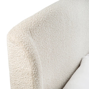 Eden Ivory Bouclé Upholstered Bed Frame with Curved Headboard & Black Legs
