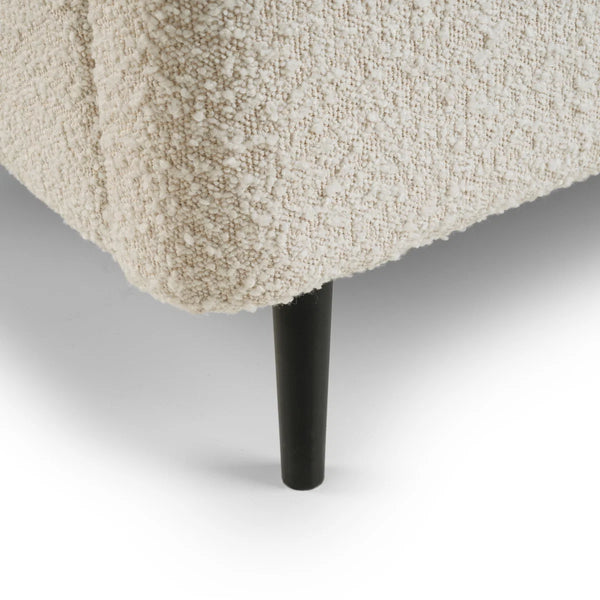 Eden Ivory Bouclé Upholstered Bed Frame with Curved Headboard & Black Legs