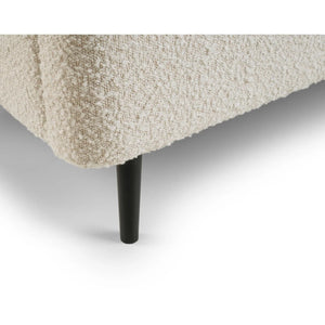 Eden Ivory Bouclé Upholstered Bed Frame with Curved Headboard & Black Legs