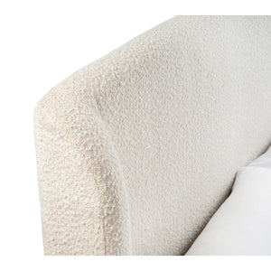Eden Ivory Bouclé Upholstered Bed Frame with Curved Headboard & Black Legs