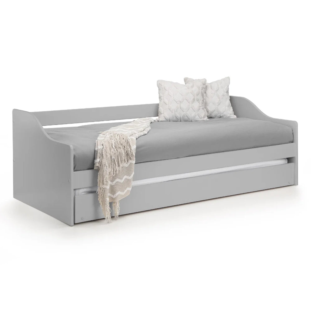 Julian Bowen Elba Dove Grey Wooden Daybed with Pull-Out Trundle Guest Bed Frame