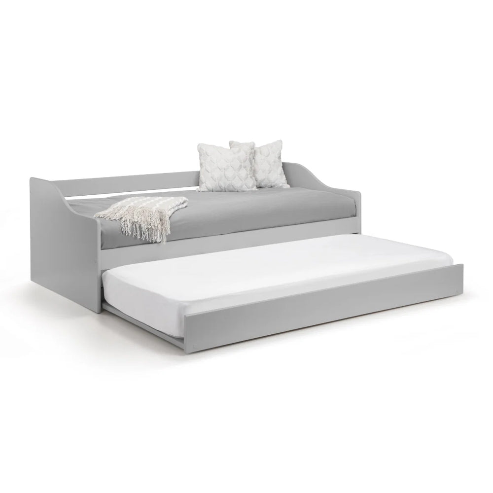 Julian Bowen Elba Dove Grey Wooden Daybed with Pull-Out Trundle Guest Bed Frame