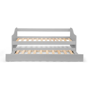 Julian Bowen Elba Dove Grey Wooden Daybed with Pull-Out Trundle Guest Bed Frame