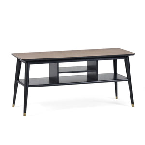 Julian Bowen Findlay Walnut & Black Media Unit with Brass-Tipped Legs