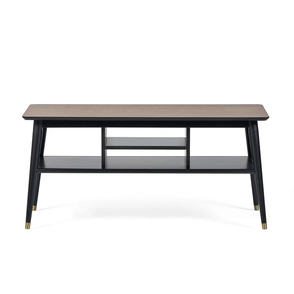 Julian Bowen Findlay Walnut & Black Media Unit with Brass-Tipped Legs