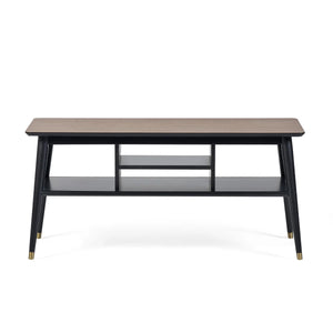 Julian Bowen Findlay Walnut & Black Media Unit with Brass-Tipped Legs