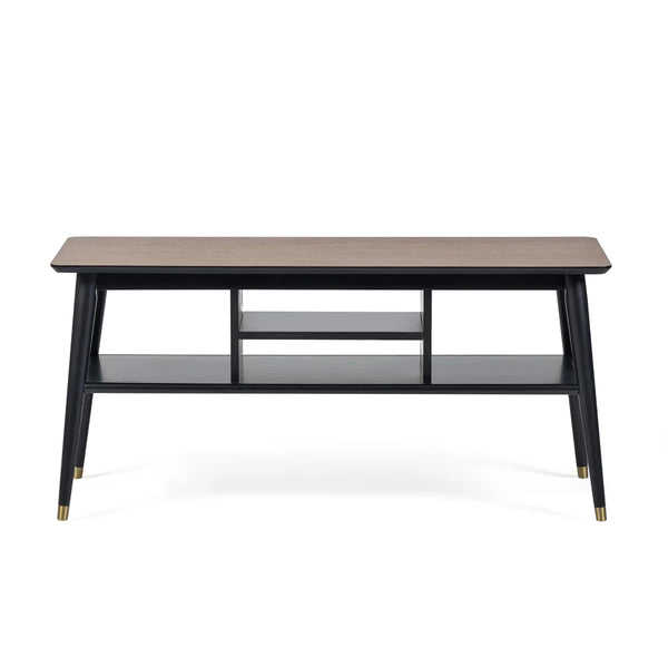 Julian Bowen Findlay Walnut & Black Media Unit with Brass-Tipped Legs