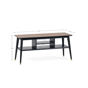 Julian Bowen Findlay Walnut & Black Media Unit with Brass-Tipped Legs