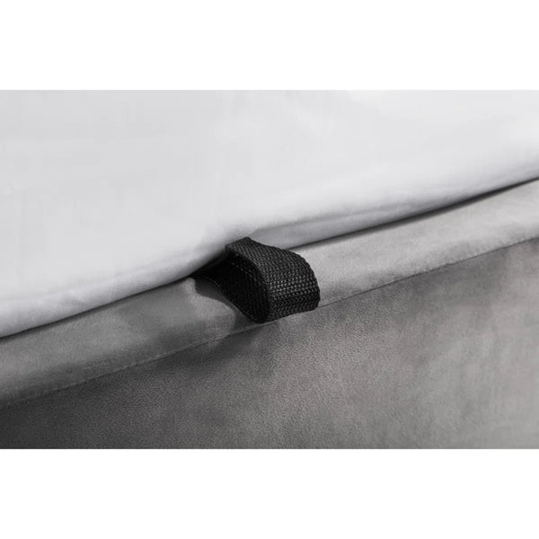 Frida Velvet Storage Ottoman Bed with Curved Headboard – Teal or Grey
