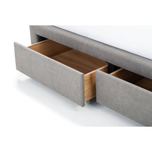 Julian Bowen Fullerton Grey Linen Upholstered Storage Bed with 4 Drawers & Deep Buttoned Headboard