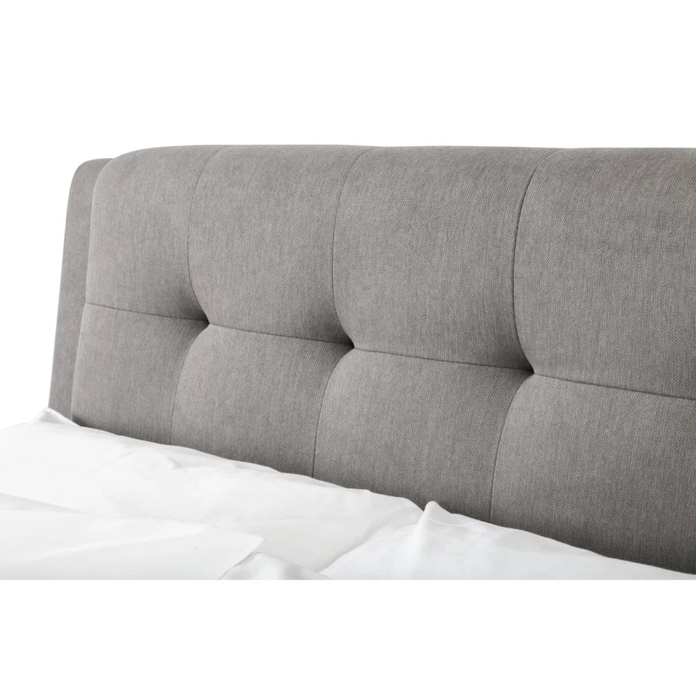 Julian Bowen Fullerton Grey Linen Upholstered Storage Bed with 4 Drawers & Deep Buttoned Headboard