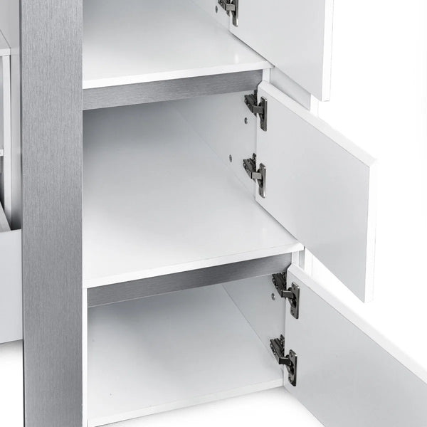 Julian Bowen Gaia High Sleeper Wooden Storage Bed with Wardrobe, Shelving & Storage Ladder – White & Silver, 90 x 190cm Single