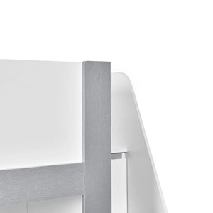 Gaia White & Silver Wooden Single Bunk Bed with Integrated Storage Ladder