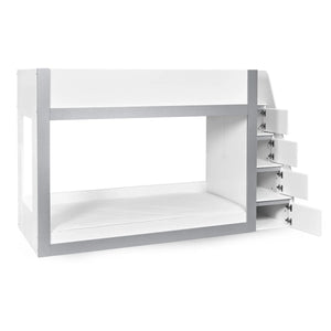 Gaia White & Silver Wooden Single Bunk Bed with Integrated Storage Ladder