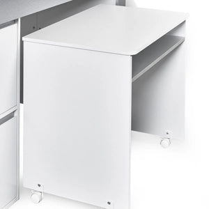 Gaia White & Silver Mid Sleeper Bed with Pull-Out Desk, Storage Drawers, Shelving & Hidden Ladder Cupboard – UK Single (90 x 190cm)