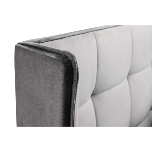 Gatsby 135cm Double Bed Frame in Light Grey Velvet with Winged Upholstered Headboard