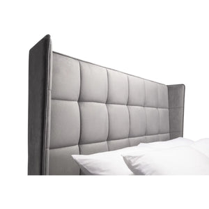Julian Bowen Gatsby Storage Ottoman Bed in Grey Velvet with Winged Headboard – Double