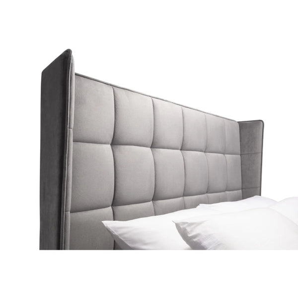 Julian Bowen Gatsby Storage Ottoman Bed in Grey Velvet with Winged Headboard – Double
