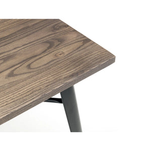 Grafton Industrial Square Dining Table – Solid Elm Top & Black Steel Frame – 80cm