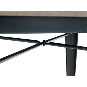 Grafton Industrial Square Dining Table – Solid Elm Top & Black Steel Frame – 80cm