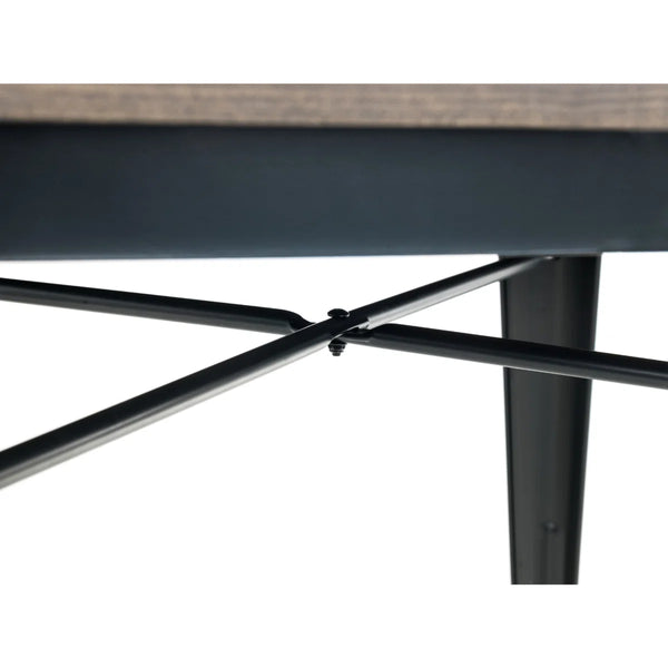 Grafton Industrial Square Dining Table – Solid Elm Top & Black Steel Frame – 80cm