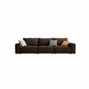 R67 Anselm 3 Seater Sofa 280cm – Modern Leathaire Upholstered Couch with High Density Sponge, Contemporary Living Room Sofa in Beige