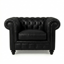 The Chesterfield Armchair – Classic Real Leather Style Sofa Chair with Wooden Frame, Modern Contemporary Accent Seating for Living Room, Office & Lounge