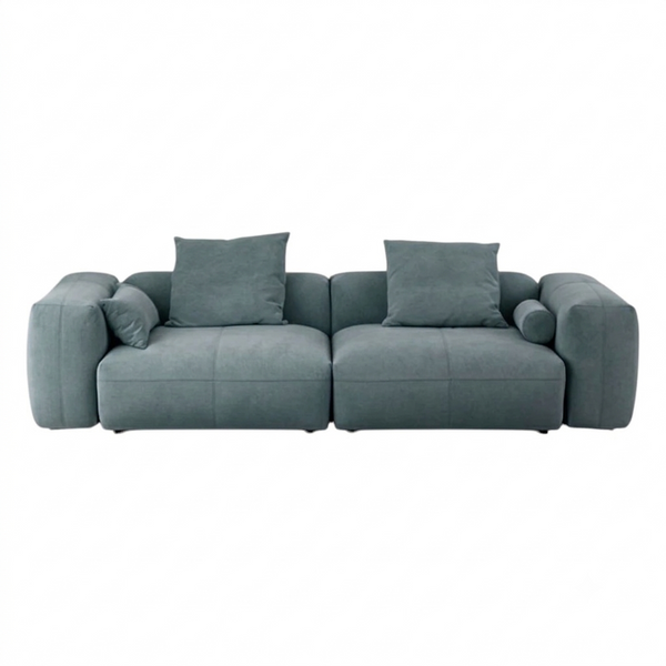 Gagnon Modular Sofa – Contemporary Leathaire Two Seater Sofa in Light Blue / Greyish Blue / White – Modern Comfortable Modular Couch for Living Room