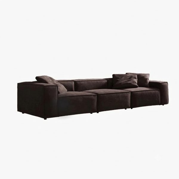 Hee Nordic Suede Sofa – Modern Two & Three Seater & Corner Sofa Set, Contemporary Living Room Couch with High-Density Sponge Cushioning, Brown Finish, Minimalist Design