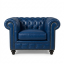 The Chesterfield Armchair – Classic Real Leather Style Sofa Chair with Wooden Frame, Modern Contemporary Accent Seating for Living Room, Office & Lounge