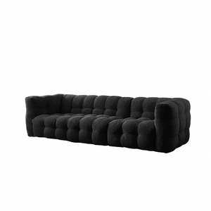 Zobah Grey Boucle Two Seater Sofa – Modern Contemporary Upholstered Loveseat with Soft Textured Fabric, Comfortable Seating for Living Room