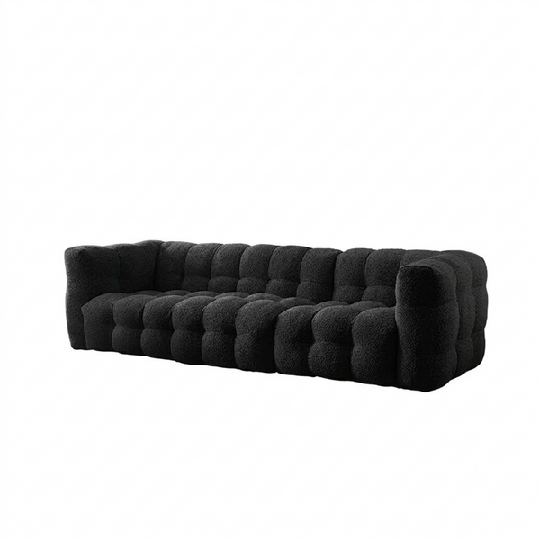 Zobah Grey Boucle Two Seater Sofa – Modern Contemporary Upholstered Loveseat with Soft Textured Fabric, Comfortable Seating for Living Room