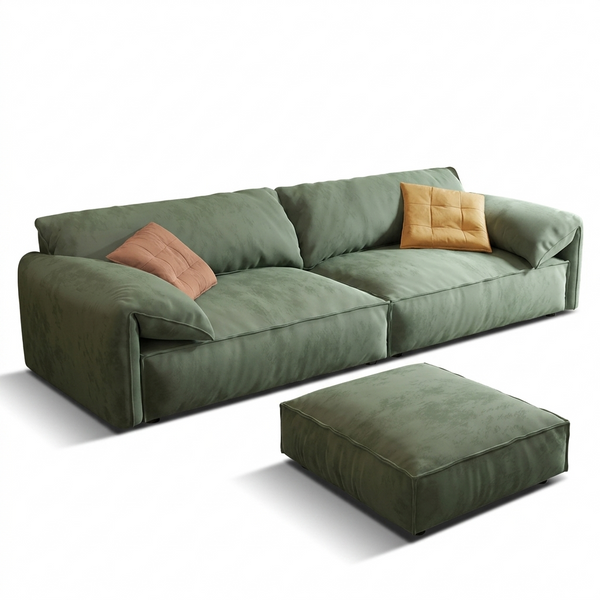 Simon S20 3 Seater Velvet Sofa – Modern Upholstered Living Room Couch | Soft High-Density Sponge Seating | Contemporary Fabric Sofa (Green, Khaki, Mocha, Yellow)