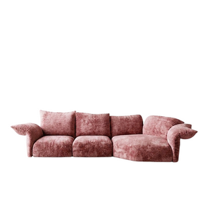 Cove Petal Modular Three Seater Sofa – Contemporary Free-Form Chenille Sofa with High-Density Sponge Cushions | Modern Living Room Seating in Cream, Pink & Blue