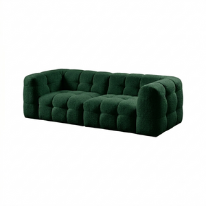 Zobah Grey Boucle Two Seater Sofa – Modern Contemporary Upholstered Loveseat with Soft Textured Fabric, Comfortable Seating for Living Room