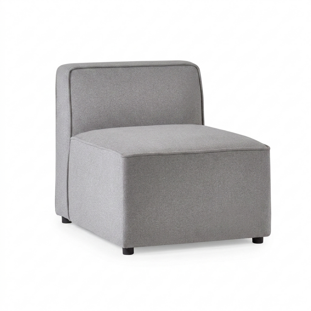 Lago Modular Single Seat Sofa Section – Grey Linen Upholstered Contemporary Combination Seating Unit